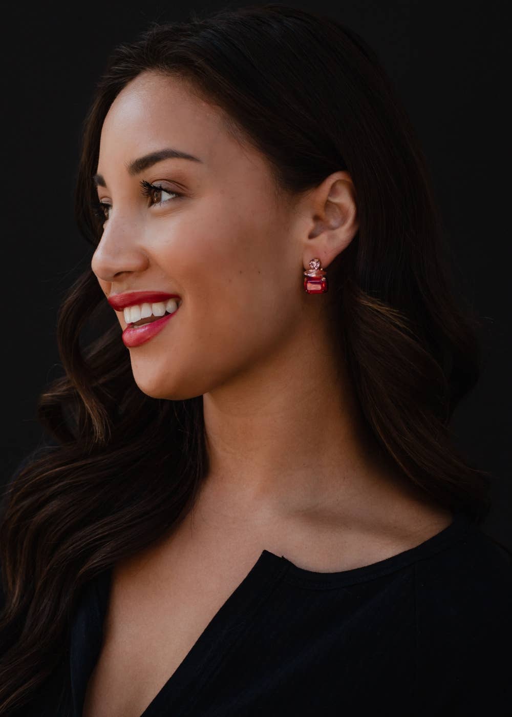 Pink Rhinestone Stud Earrings