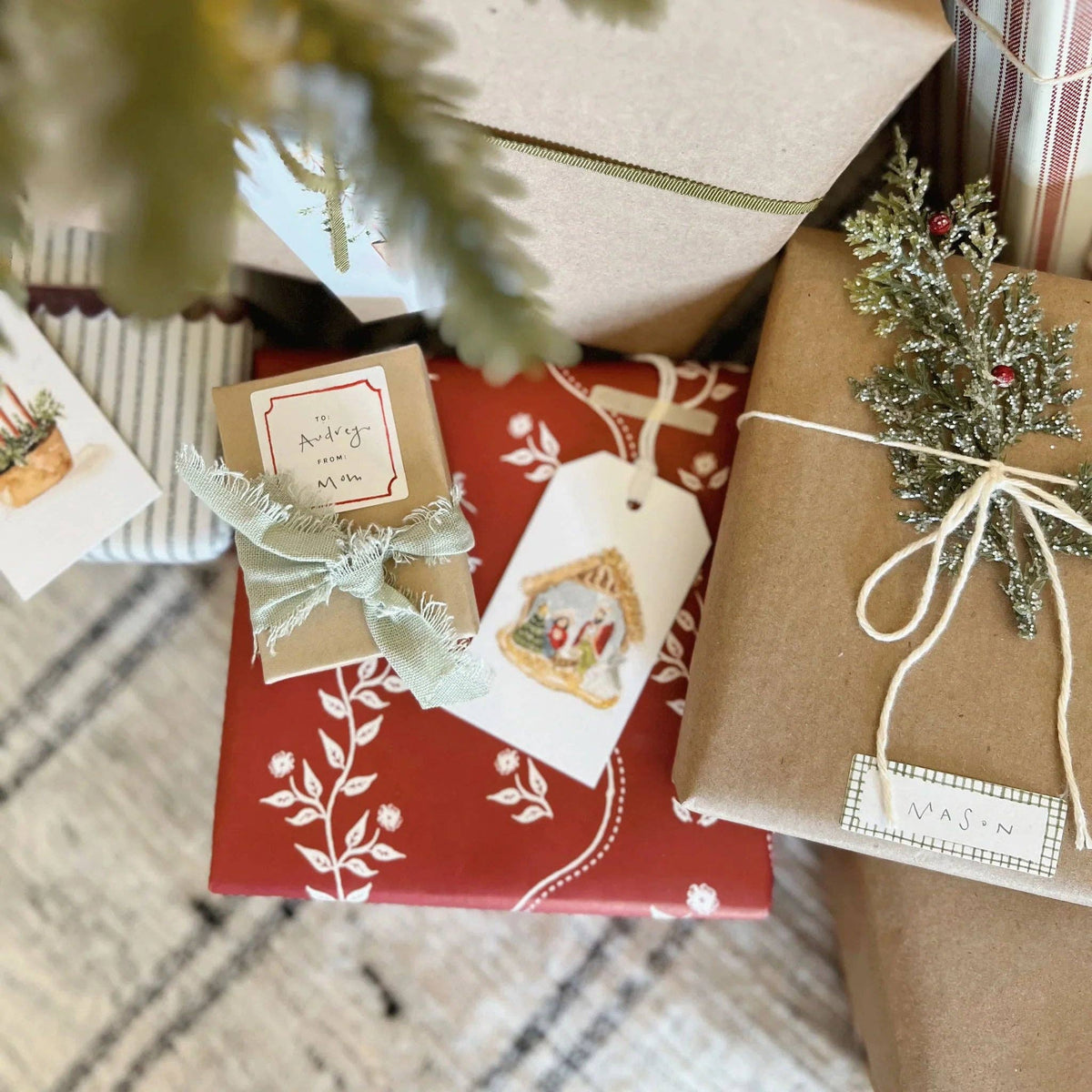 Christmas gift tag label sticker sheets