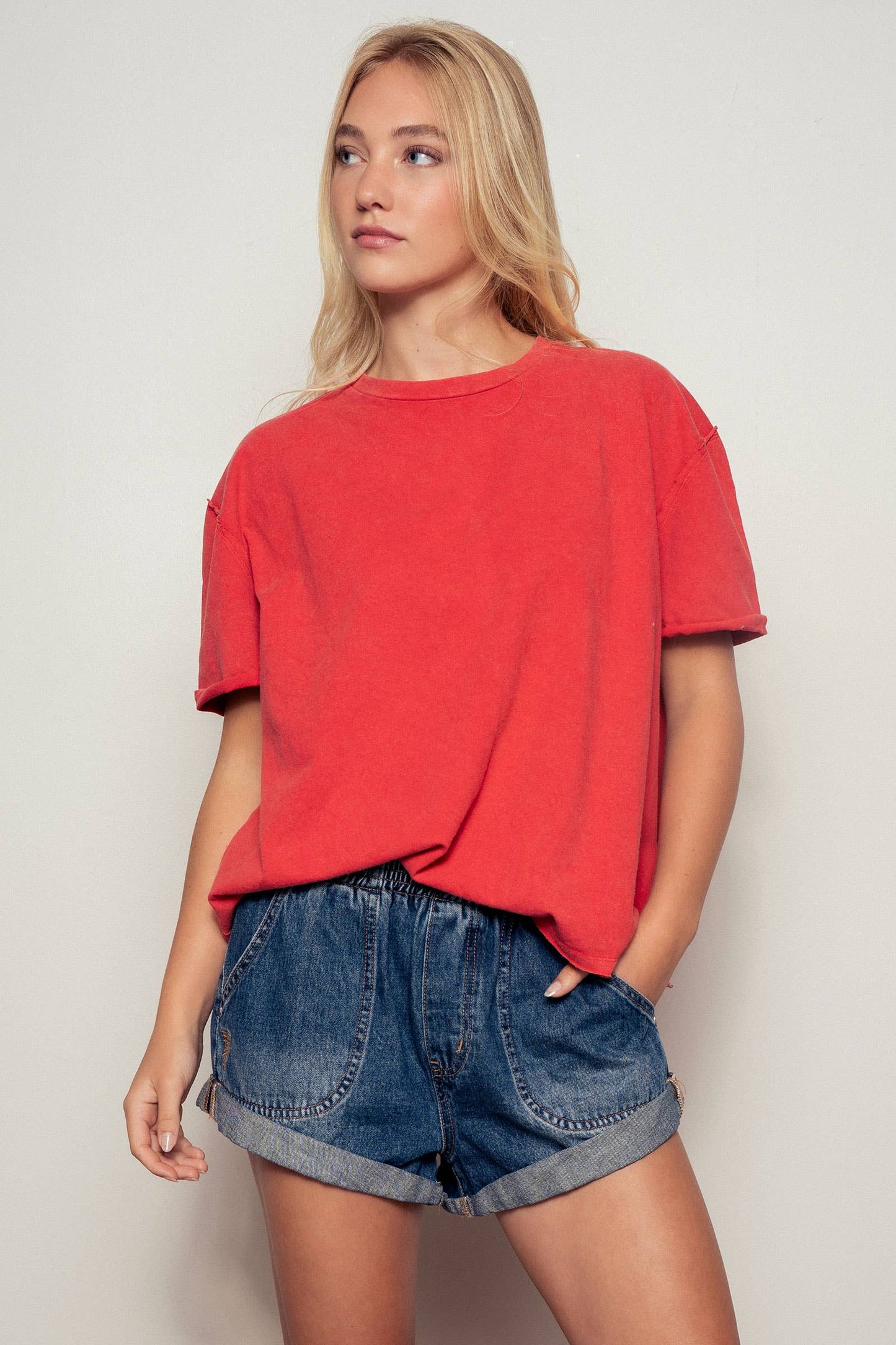 Boxy Oversized Cotton Crewneck Tee - 2 Color Options