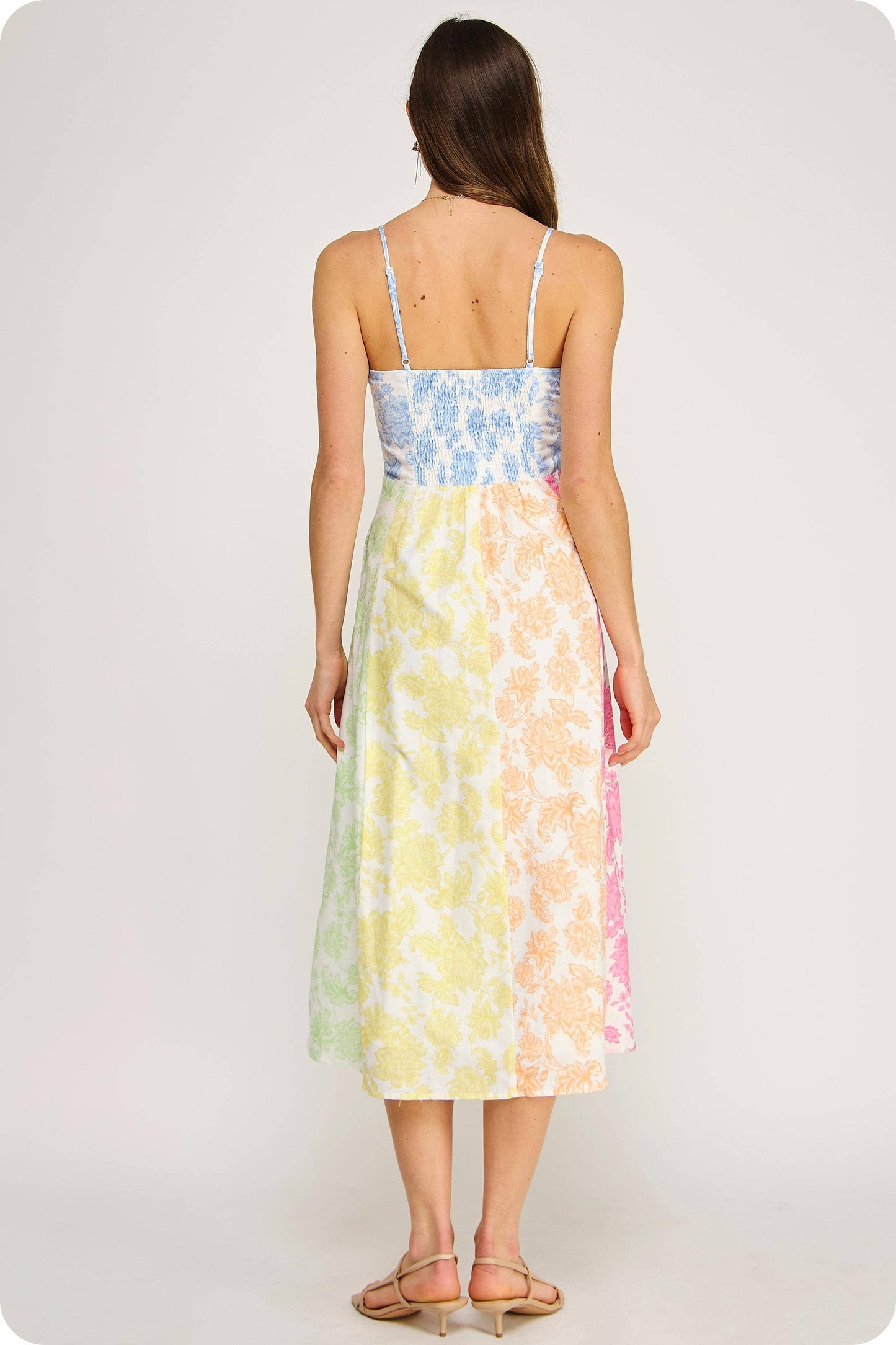 Botanical Garden Cotton/Linen Blend Midi Dress