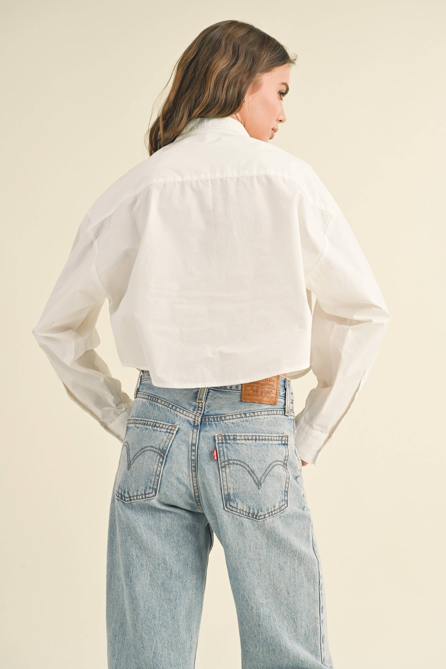 Cropped Button-down Oxford Shirt