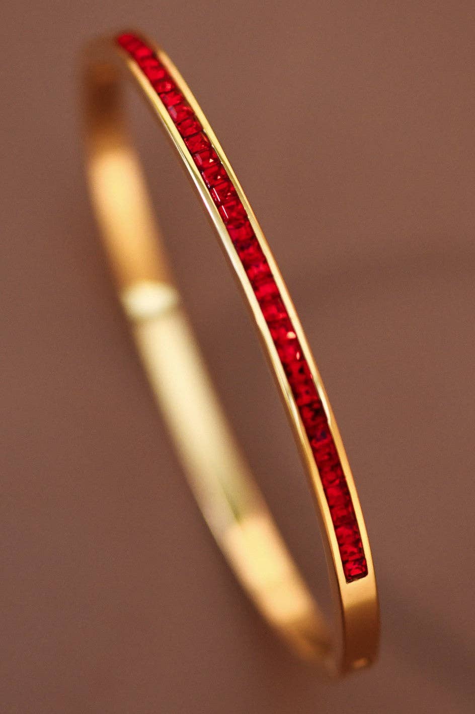 18K Gold Plated Waterproof Red Sparkle Bangle