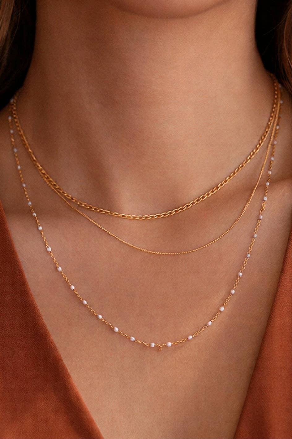 18K Gold Plated Waterproof Stainless Chain Necklace