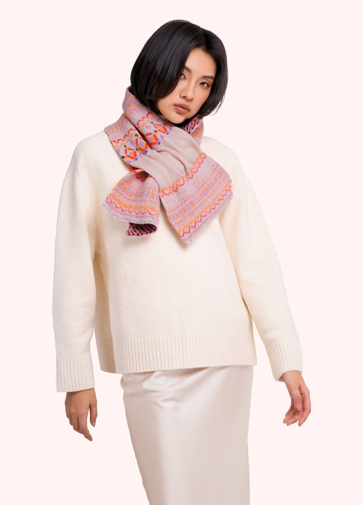 Fair Isle Scarf in Cream Mix