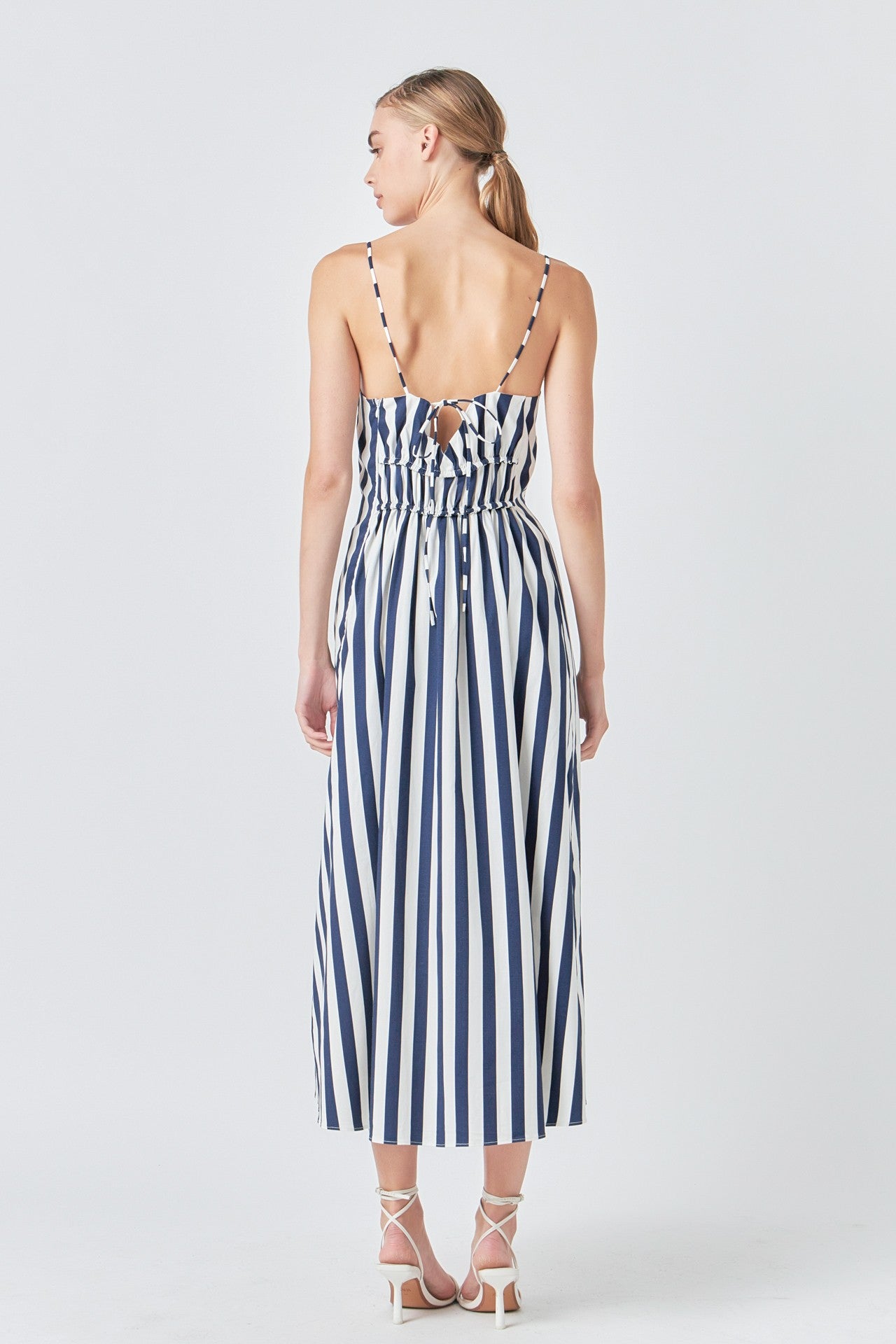 Navy & White Striped Sleeveless Maxi Dress – Nautical Chic