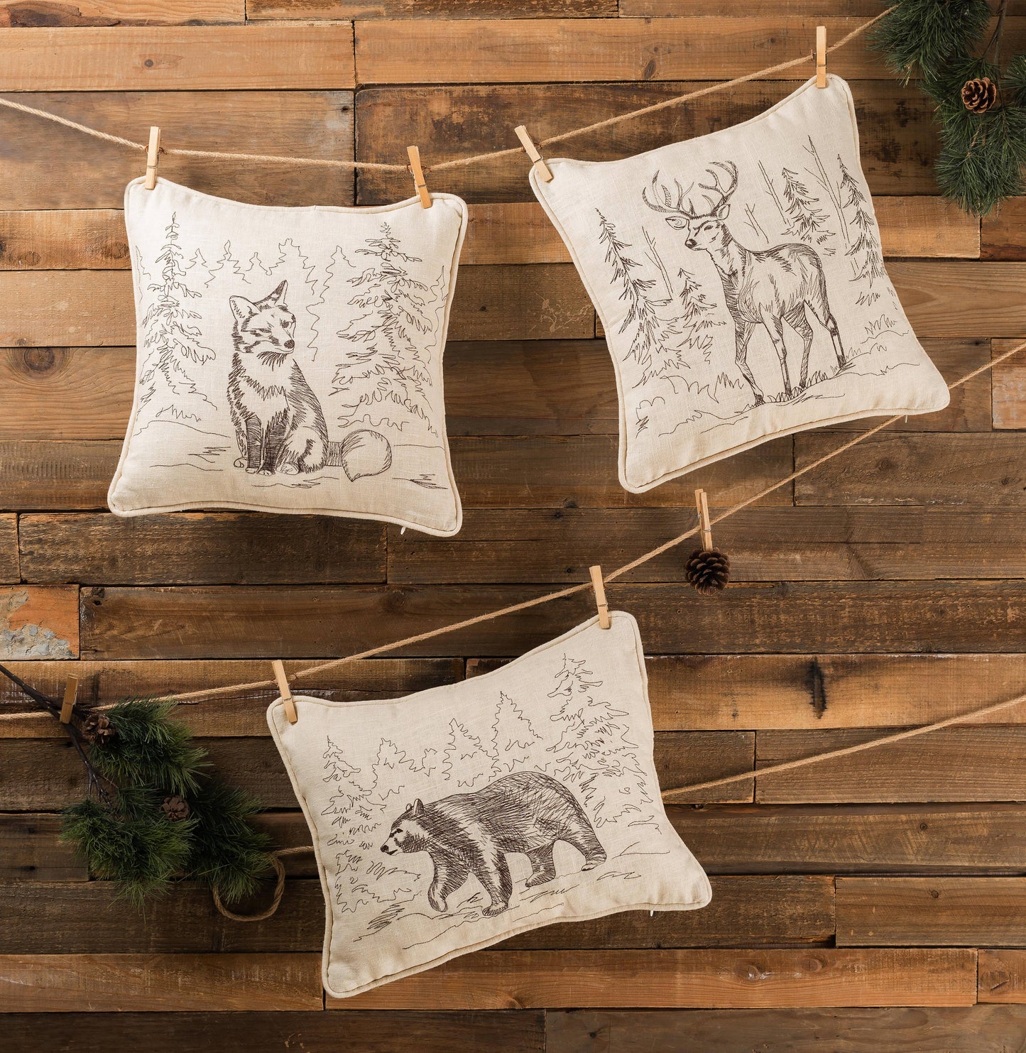 Minimalist Deer Embroidered Pillow