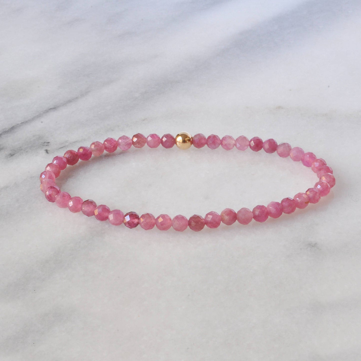 Pink Tourmaline Gemstone Stretch Bracelet