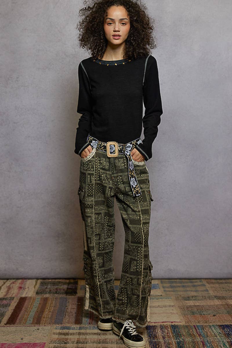 Stud detail textured knit top