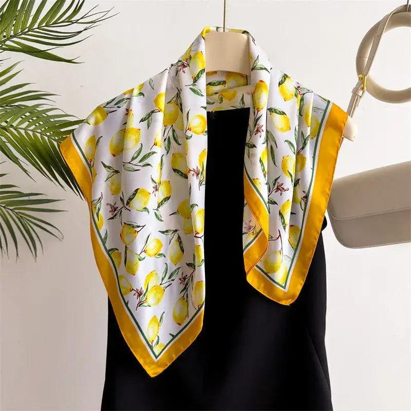 Summer Scarf Italian Scarf European Silk Scarf Lemons Fruit
