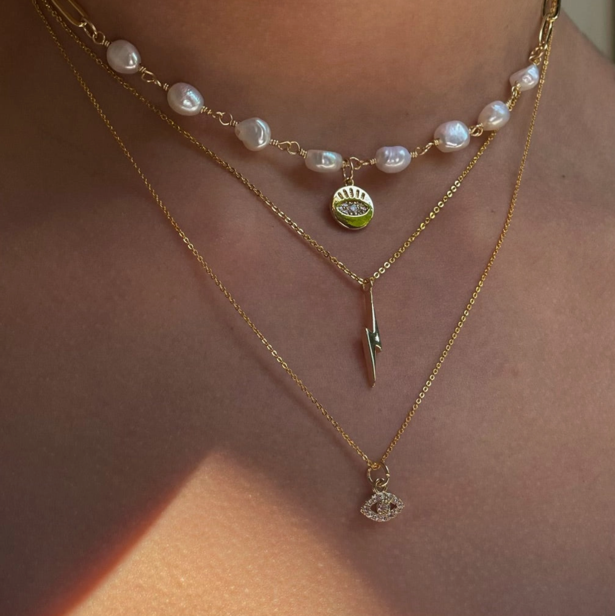 Delicate Gold Filled Eye of Protection Necklace