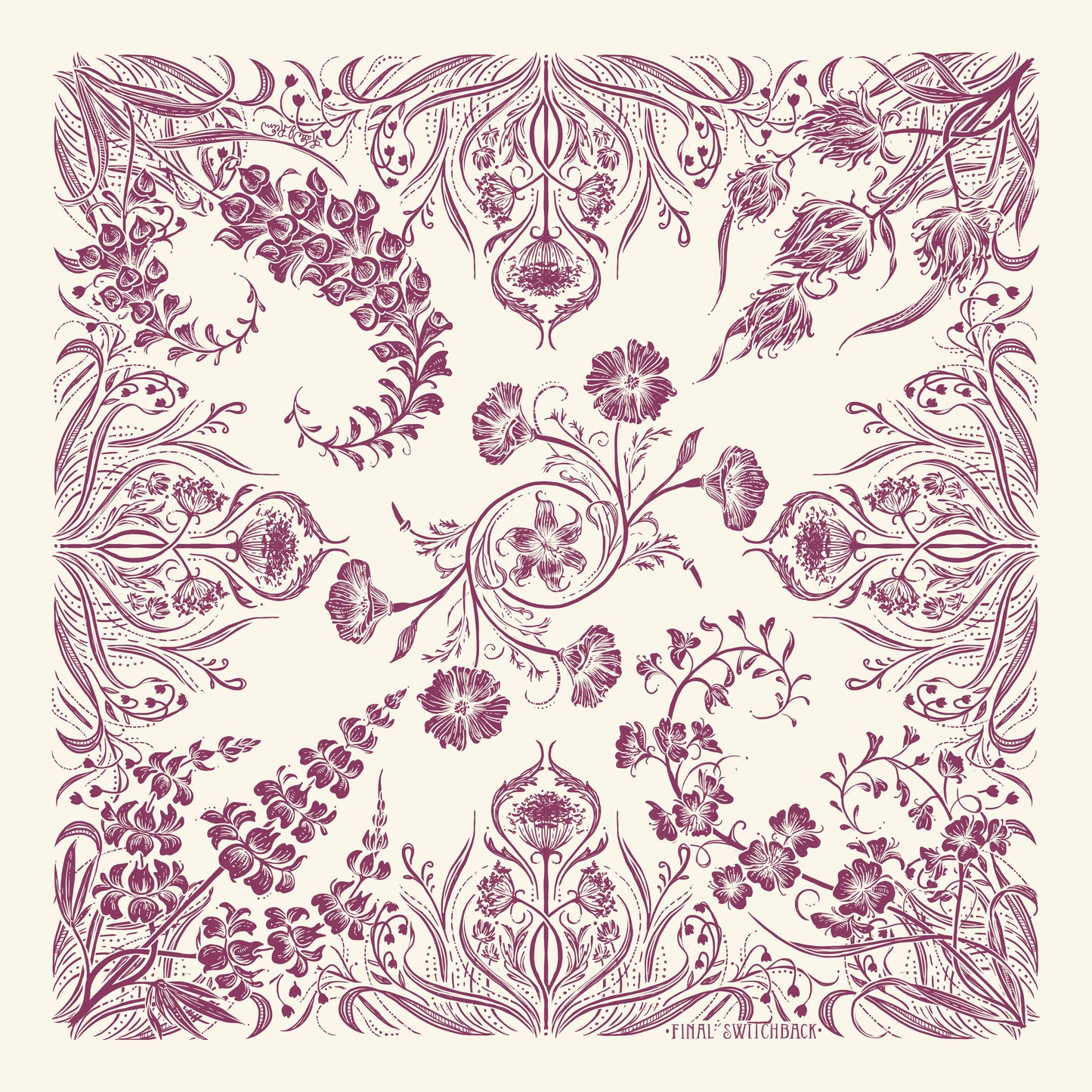 Alpine Wildflowers Premium Discharge Cotton Bandana