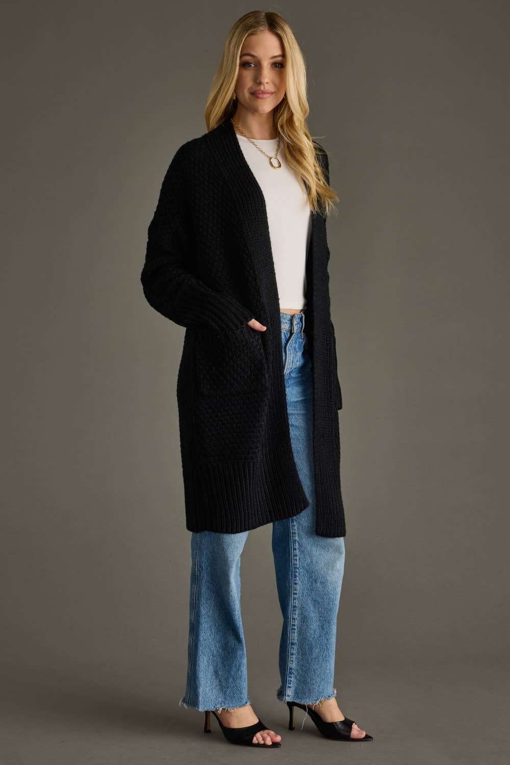 Chunky Black Knit Cardigan