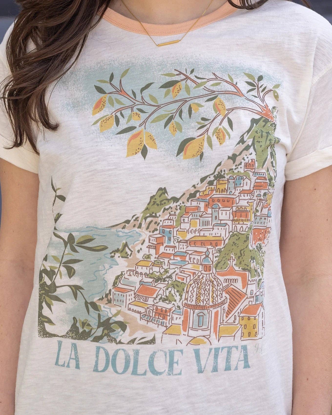 Rolled Sleeve Graphic Tee - La Dolce Vita