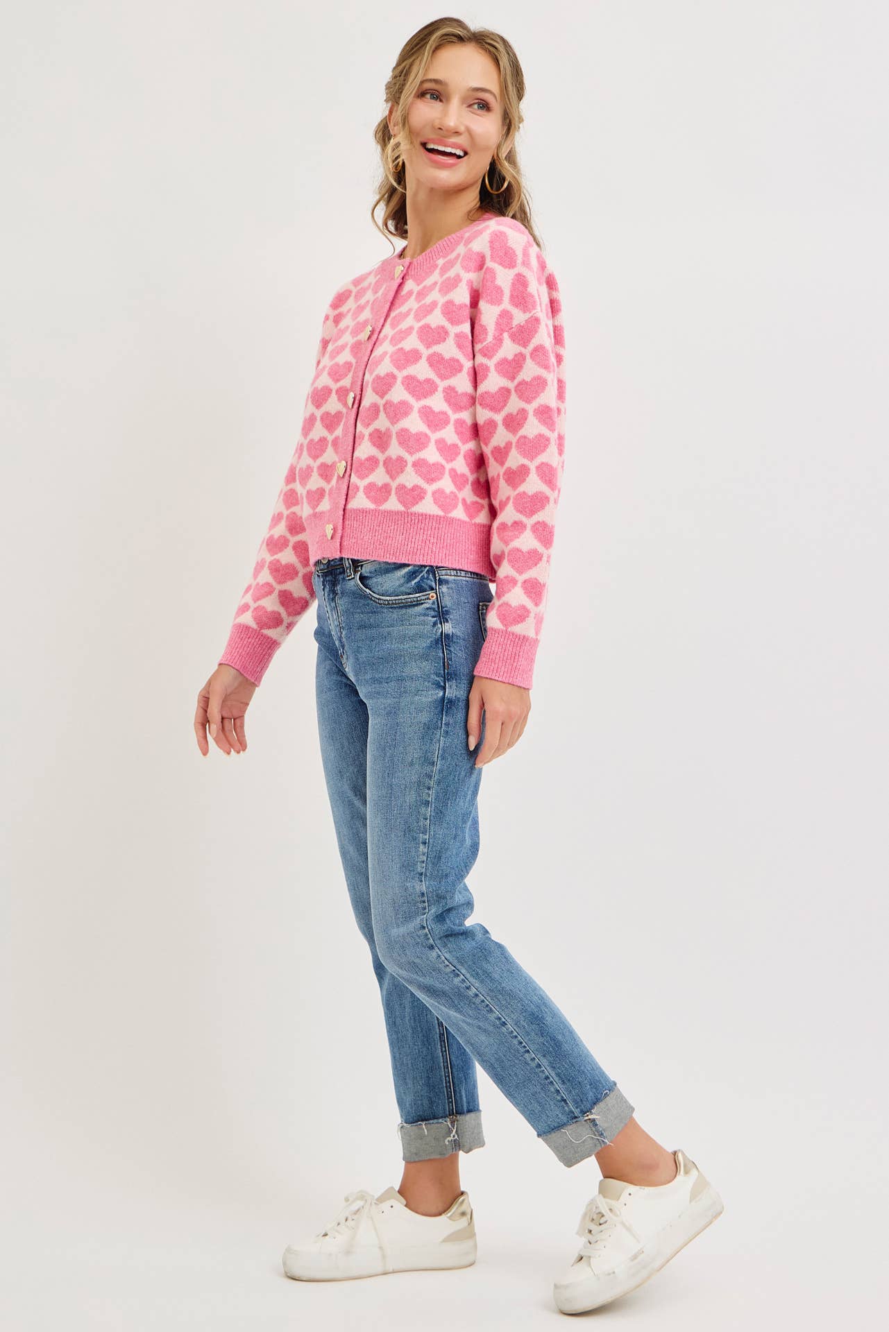 Sweetheart Button Cardigan – Pink or Red