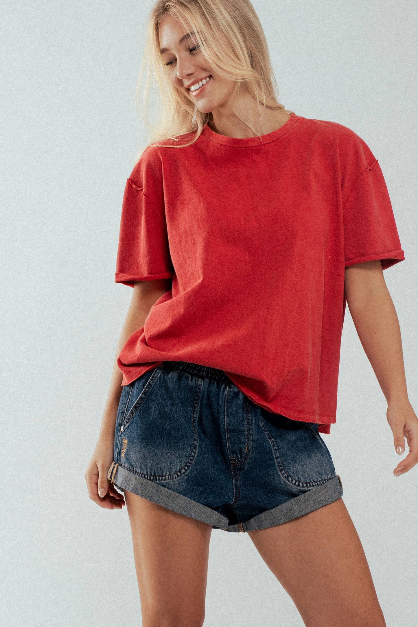 Boxy Oversized Cotton Crewneck Tee - 2 Color Options