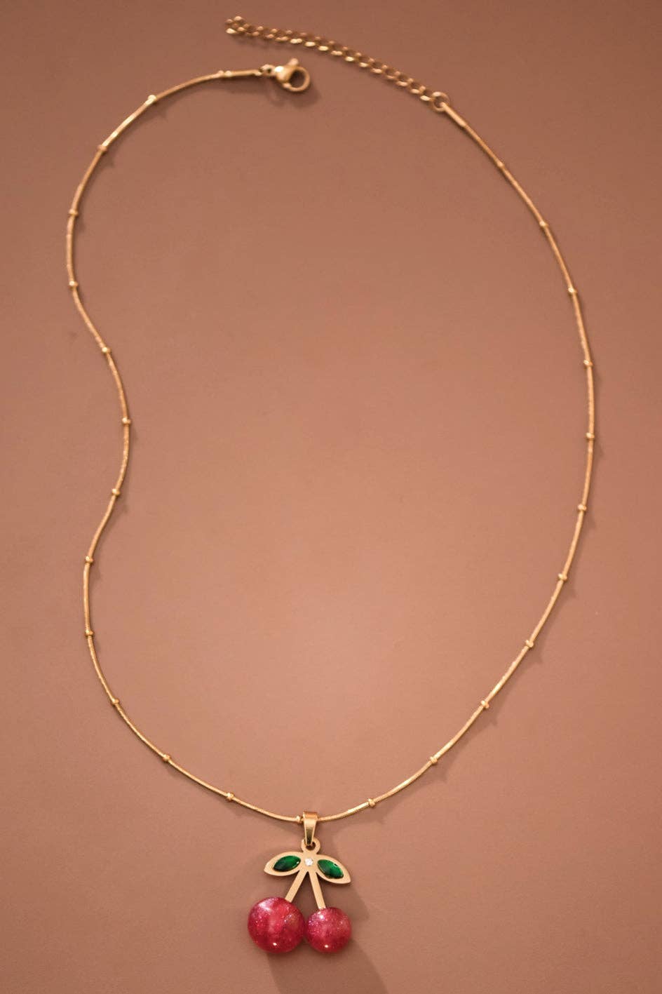 18K Gold Plated Red Cherry Necklace
