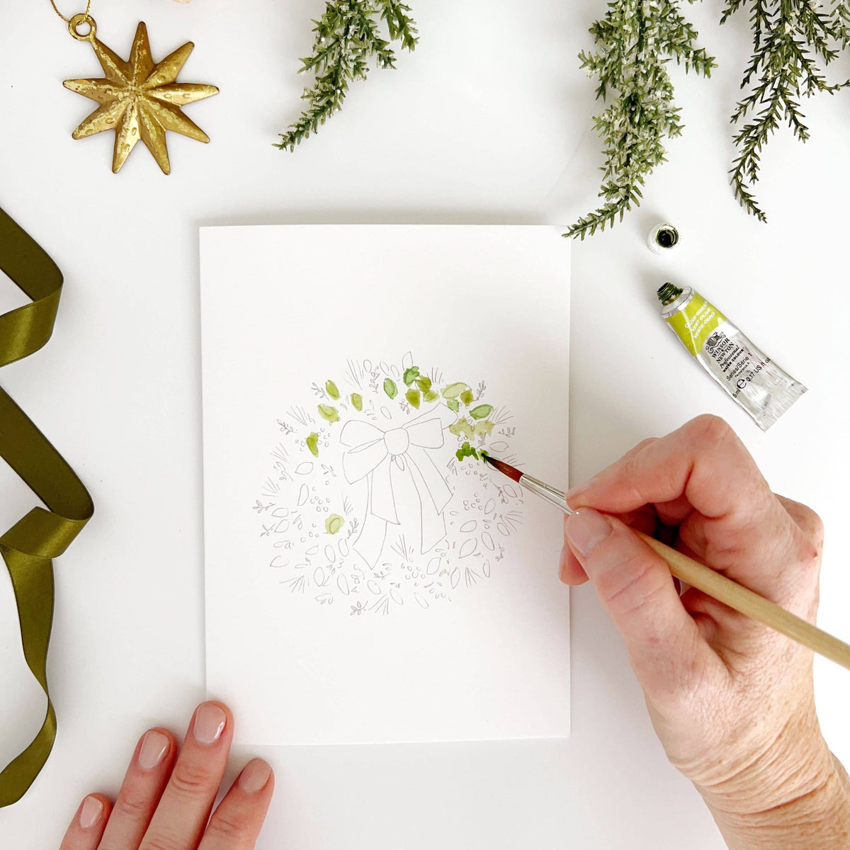Wreaths paintable watercolor notecard set