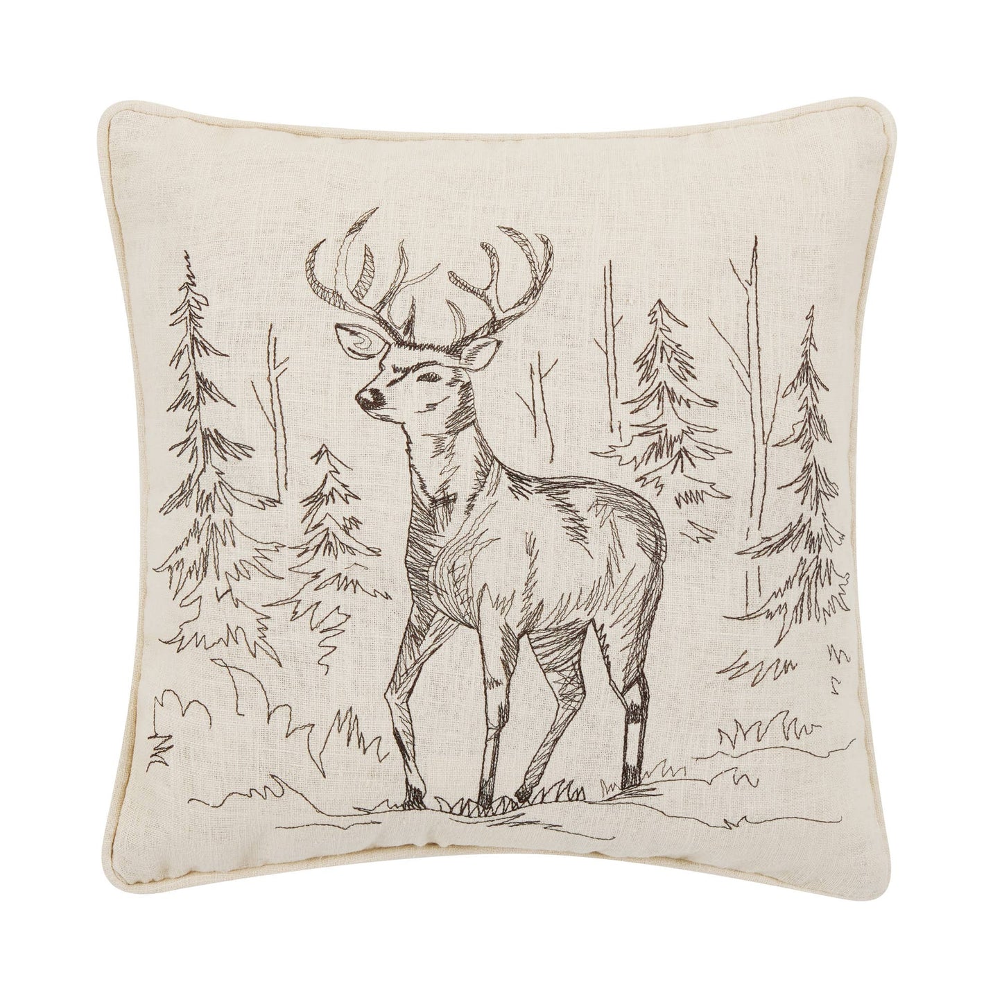 Minimalist Deer Embroidered Pillow
