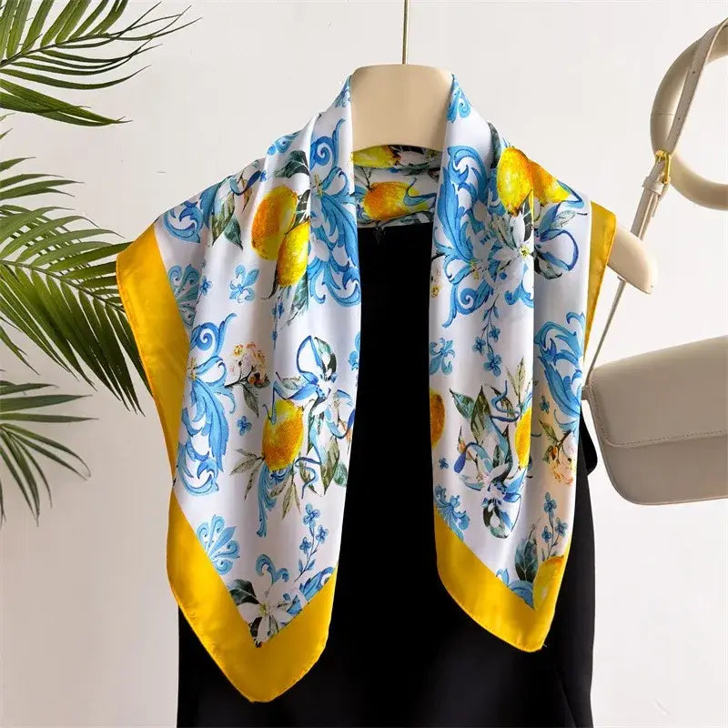 Summer Scarf Italian Scarf European Silk Scarf Lemons Fruit
