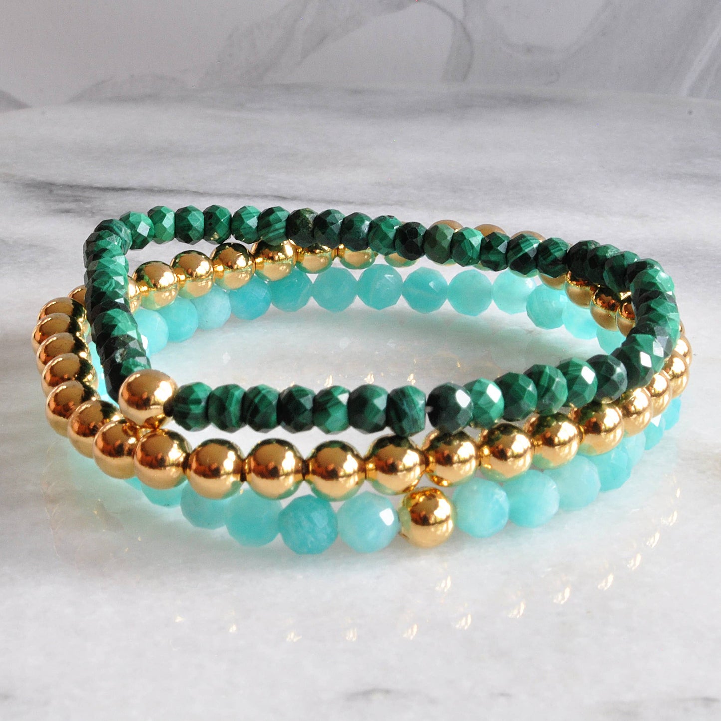Gold Beaded Stretch Bracelet