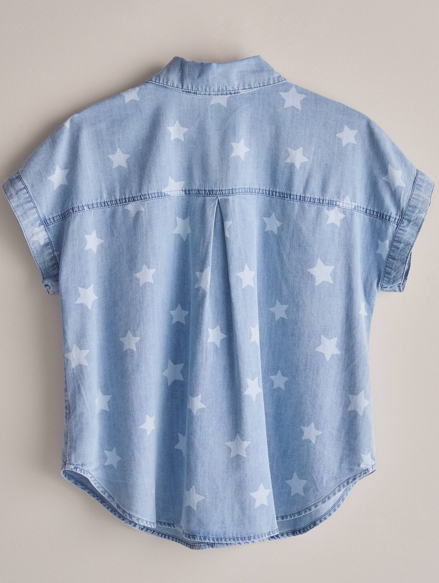 Star Print Chambray Short Sleeve Button Down