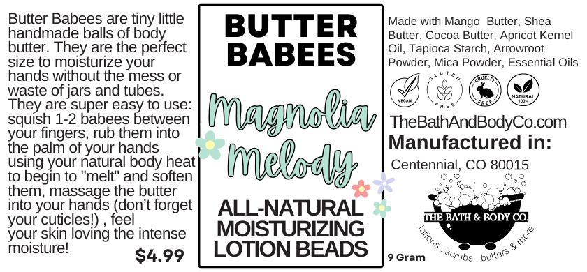 MAGNOLIA MELODY BODY BUTTER handmade natural lotion beads