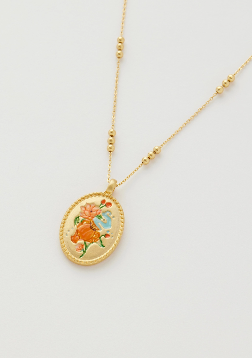 Hand Painted Zodiac Necklace - Aquarius