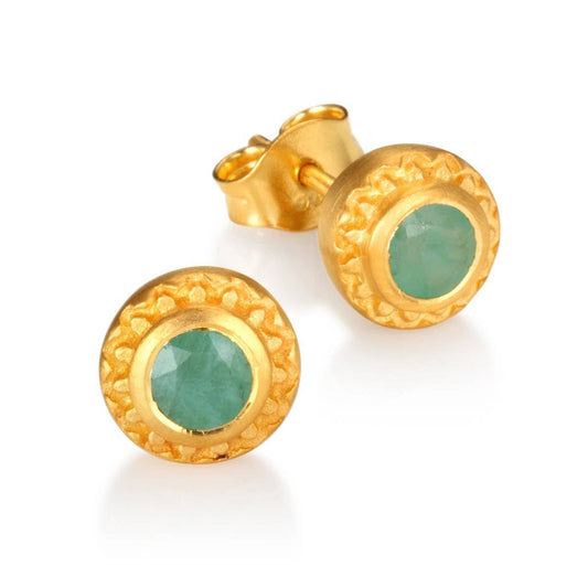 Satya Jewelry - Emerald Gold Stud Earrings