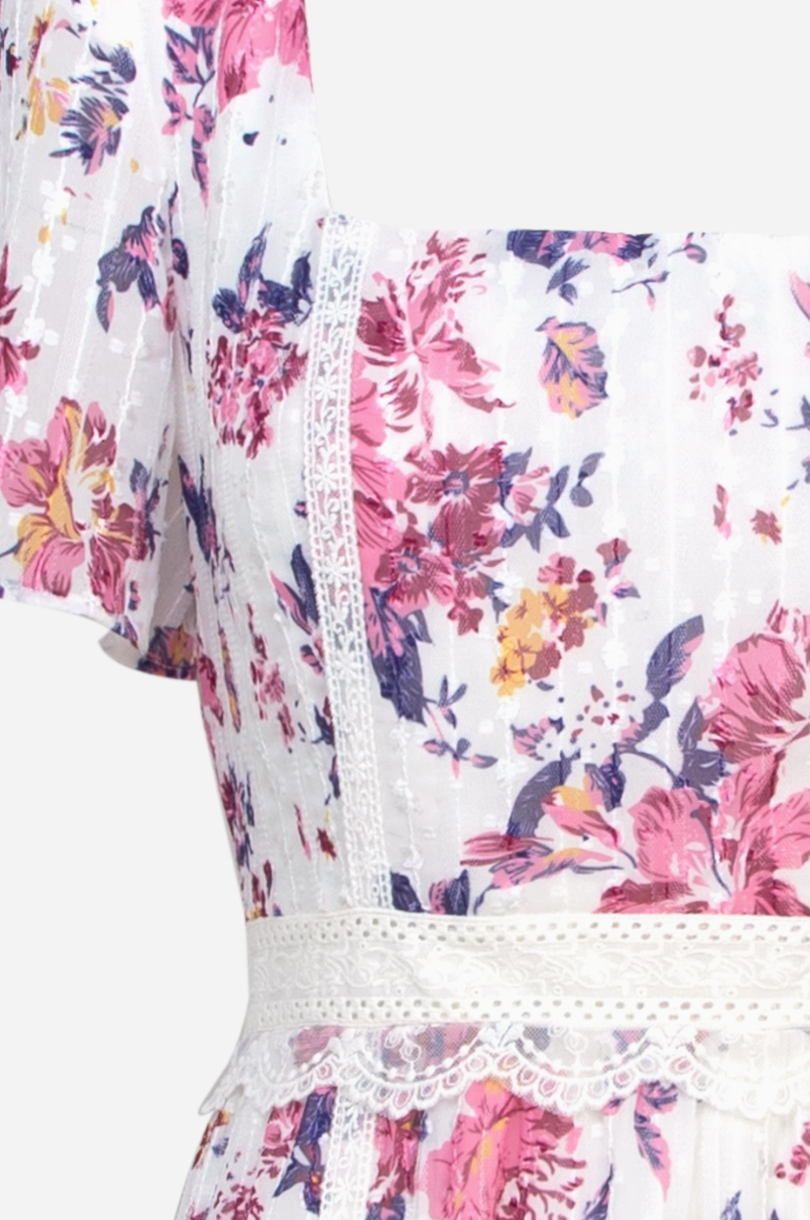 Freija Lace Inset Printed Midi Dress