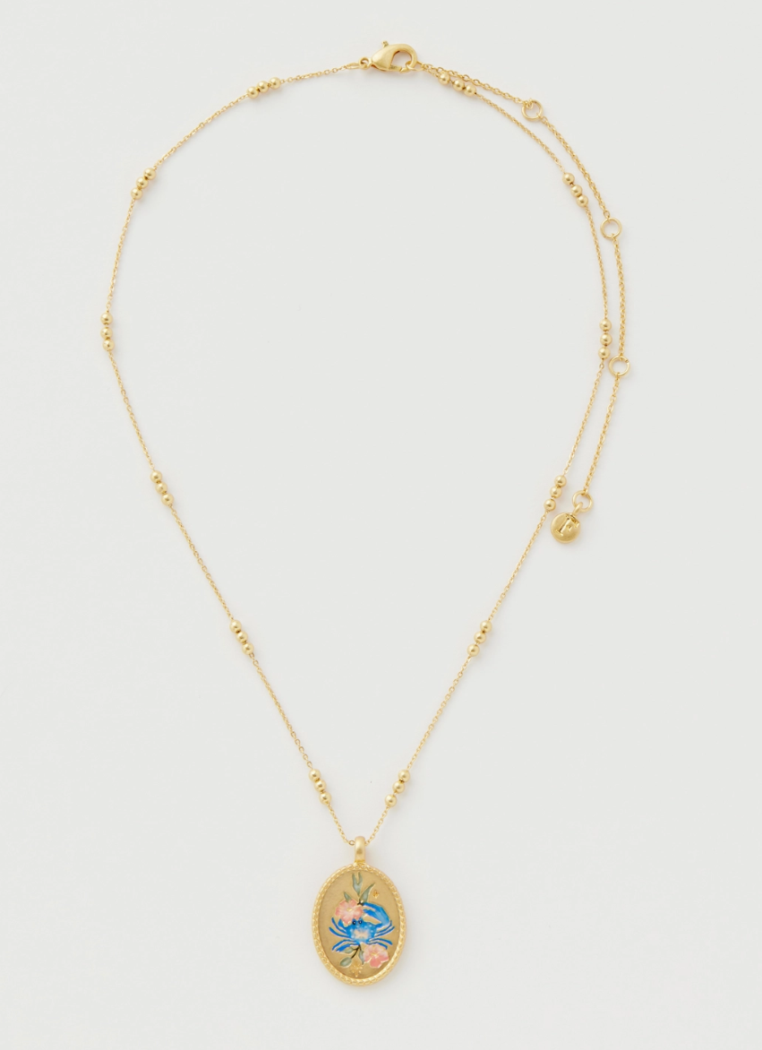 Hand Painted Zodiac Necklace - Cancer