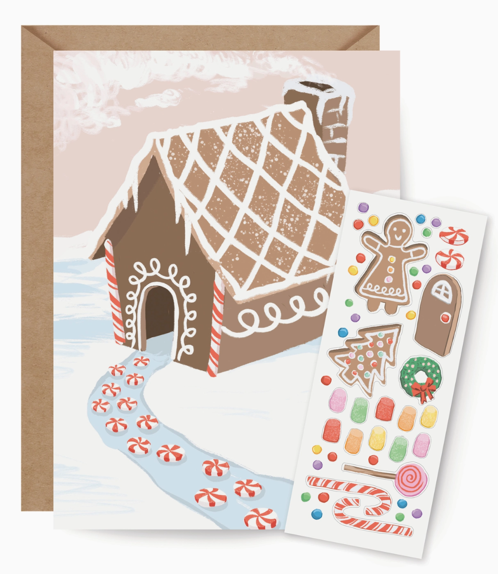 Sticker Scene Card - Gingerbread House