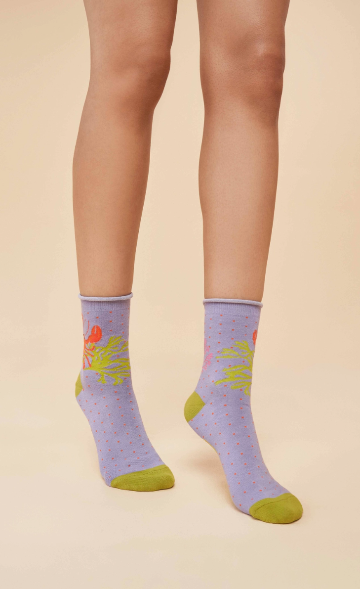 Lobster Buddies Ankle Socks - Lavender