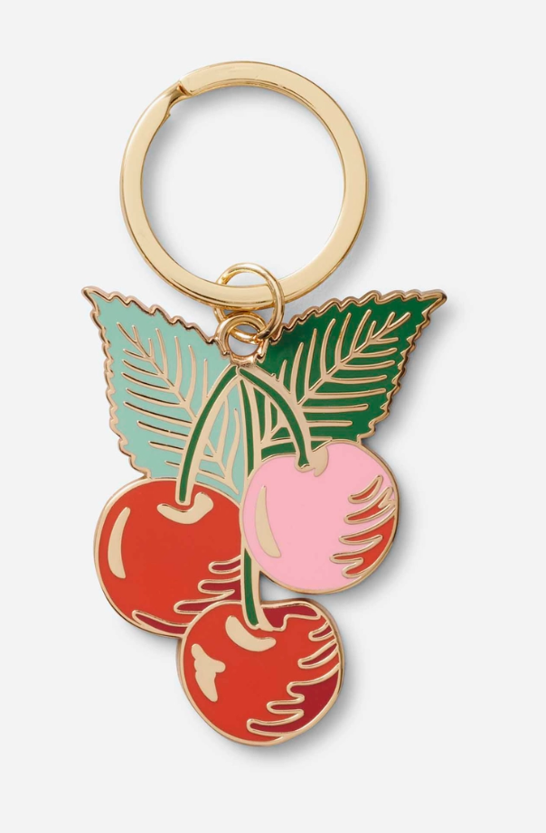 Cherries Enamel Keychain