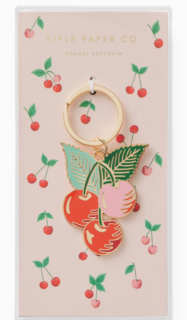 Cherries Enamel Keychain