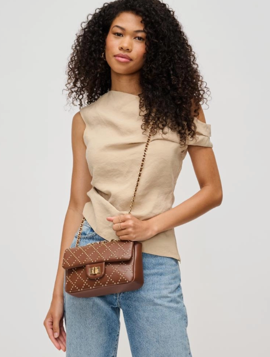 Avery Studded Crossbody in Chocolate Mocha