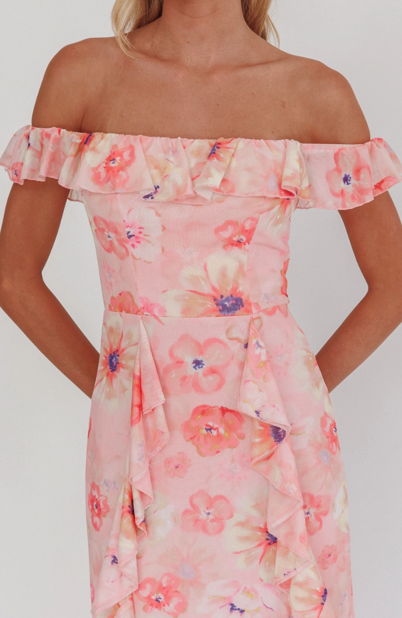 Blossom Breeze Off-Shoulder Maxi Dress