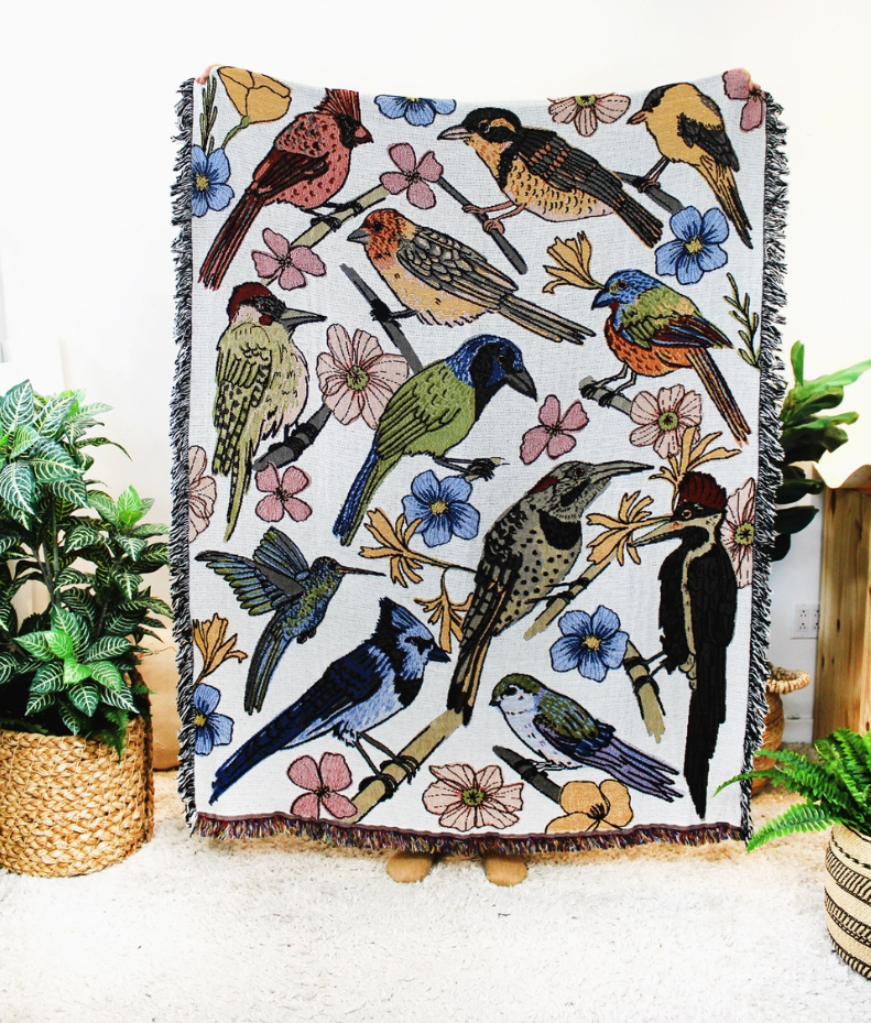 Bird Watcher Tapestry Blanket - USA Made