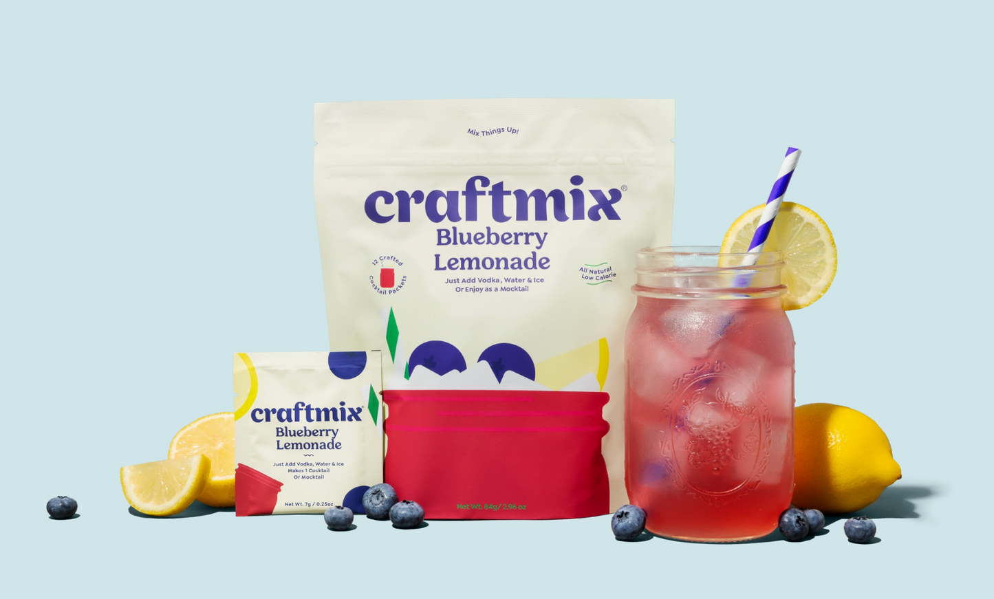 Blueberry Lemonade & Cocktail Mixer - 12 Servings Multipack
