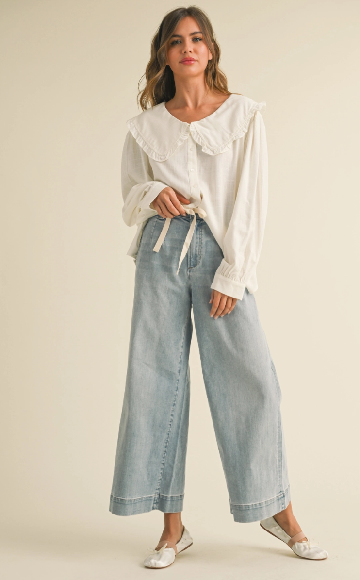 The Breezy Tie-Front Wide Leg Jeans