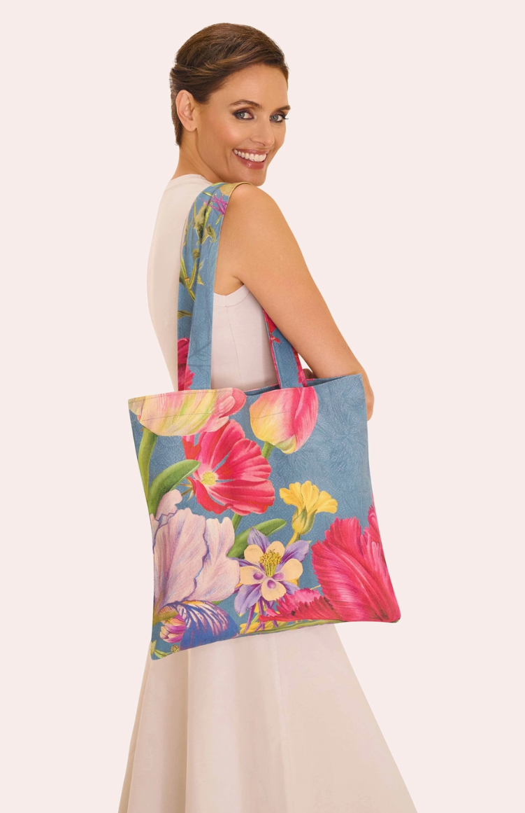 Canvas Tote Bag - Floral Study - Denim