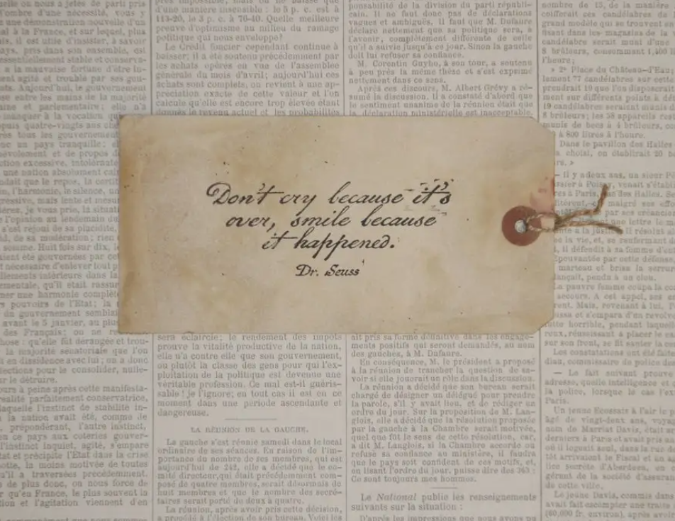 Antique calligraphy print of Dr. Seuss Quote in Gold Shadow Box