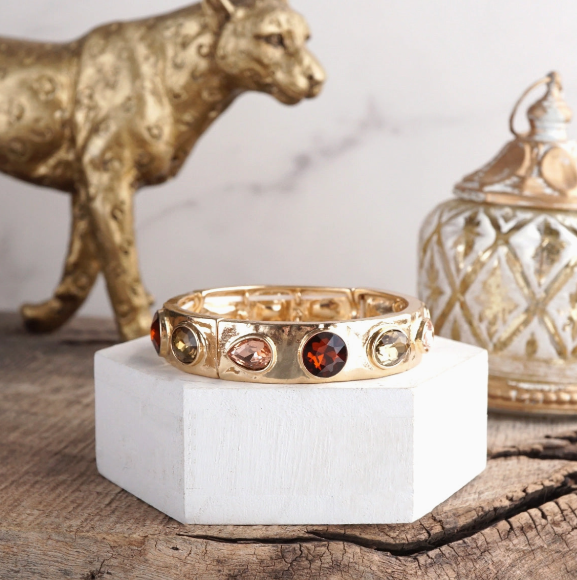 Sparkly Crystal Stretch Bangles – Gold Tone with Color Options