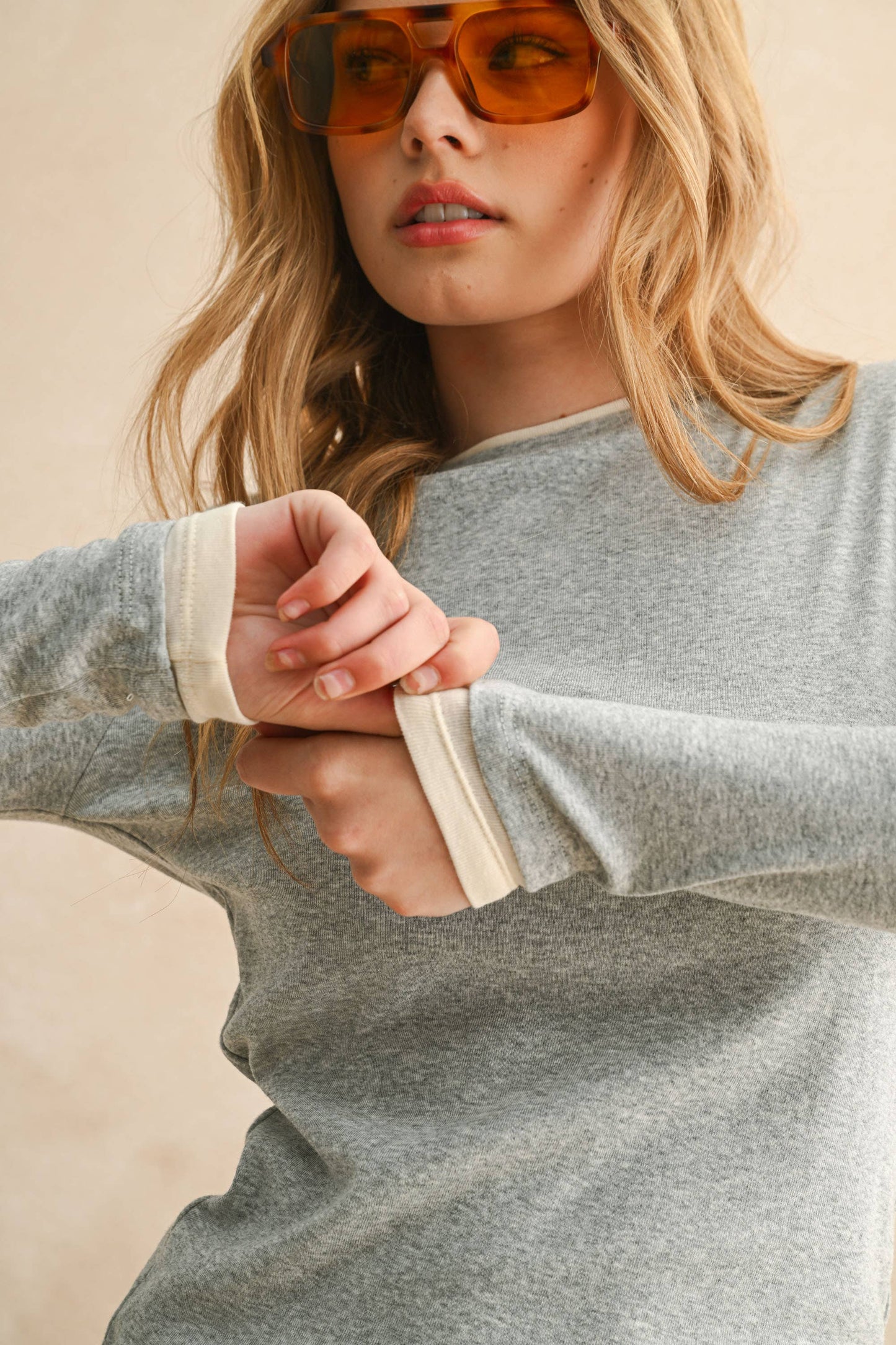 Light Weight Layered-Look Long Sleeve Tee - 2 color options