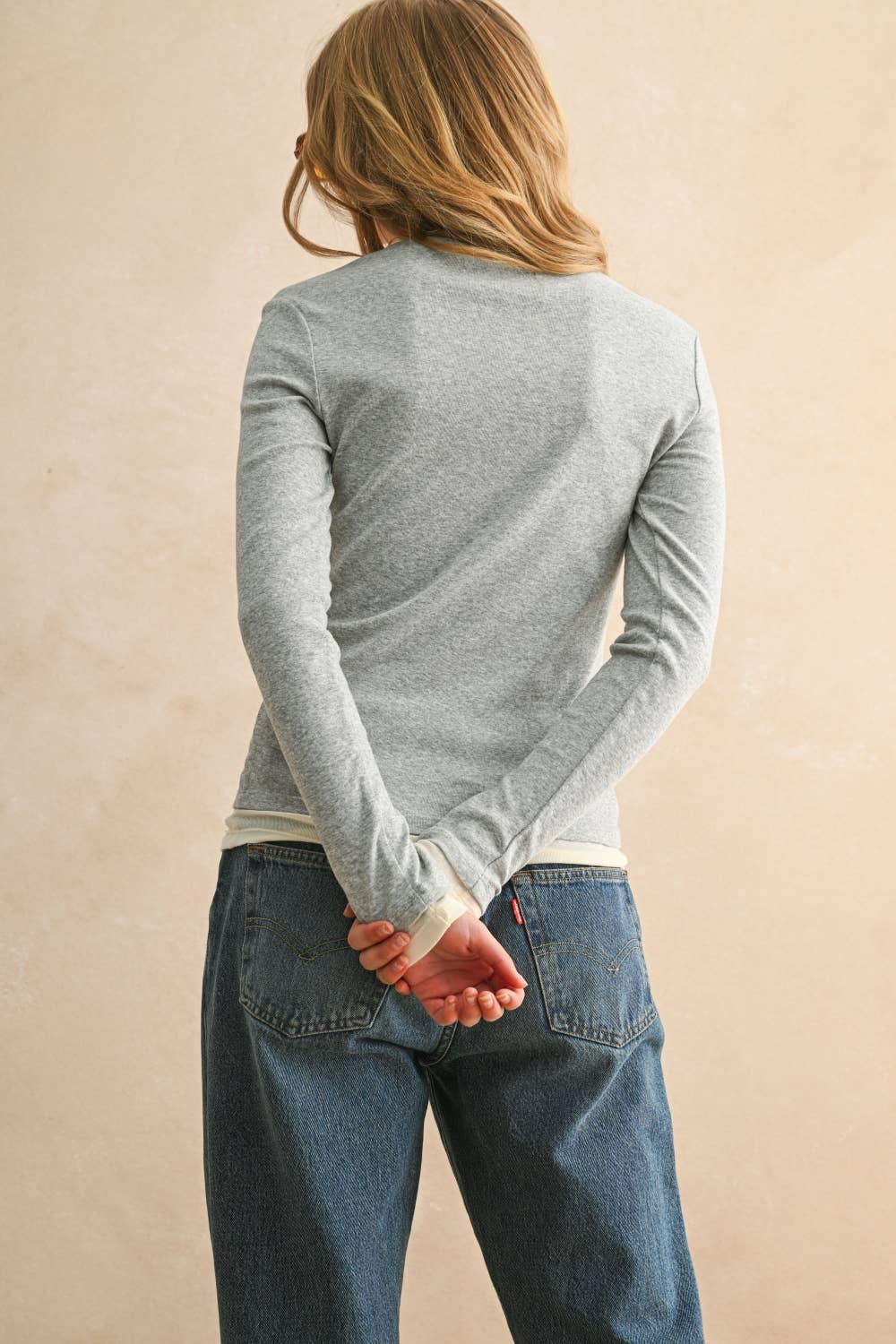 Light Weight Layered-Look Long Sleeve Tee - 2 color options