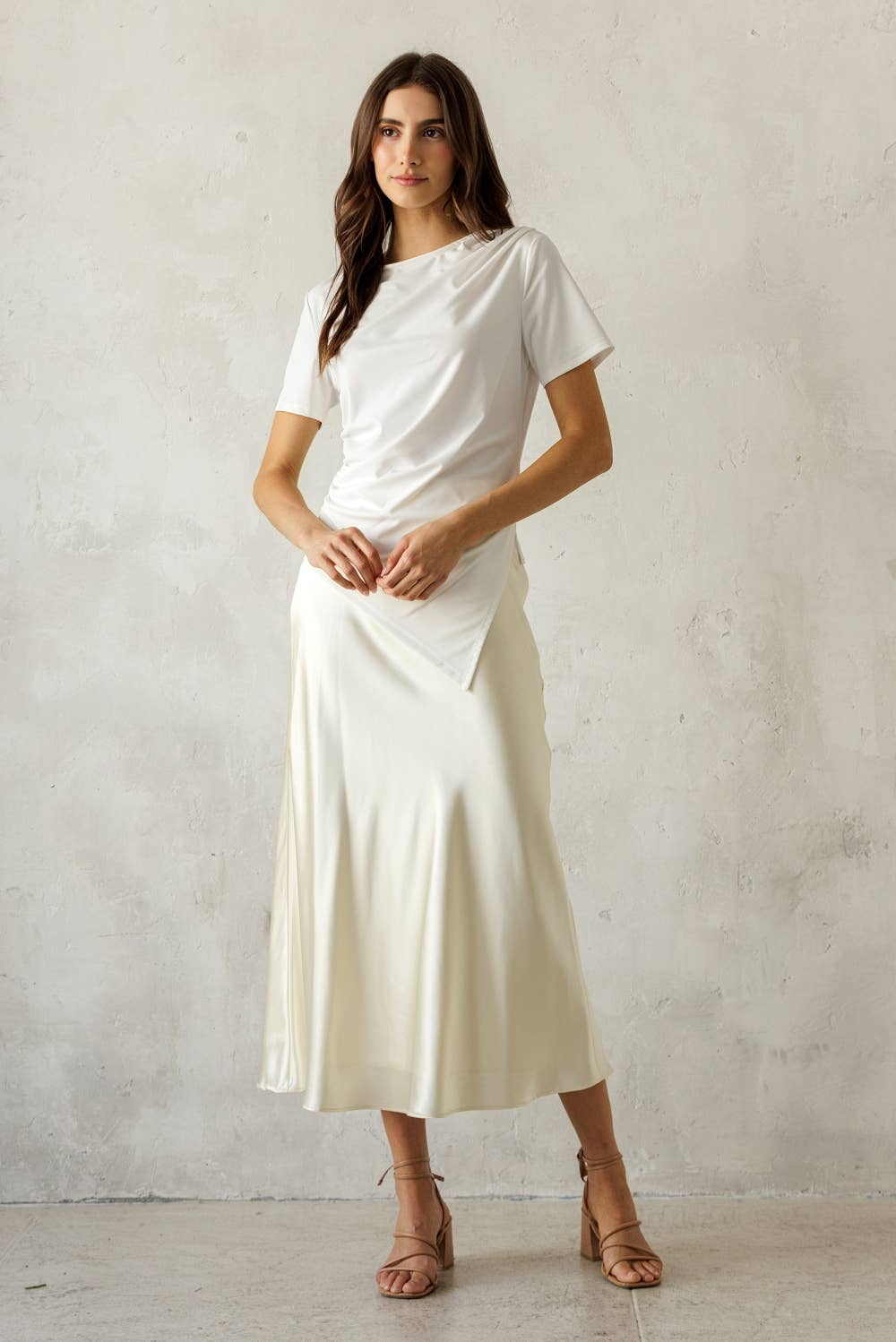 Asymmetrical Draped Short Sleeve Top
