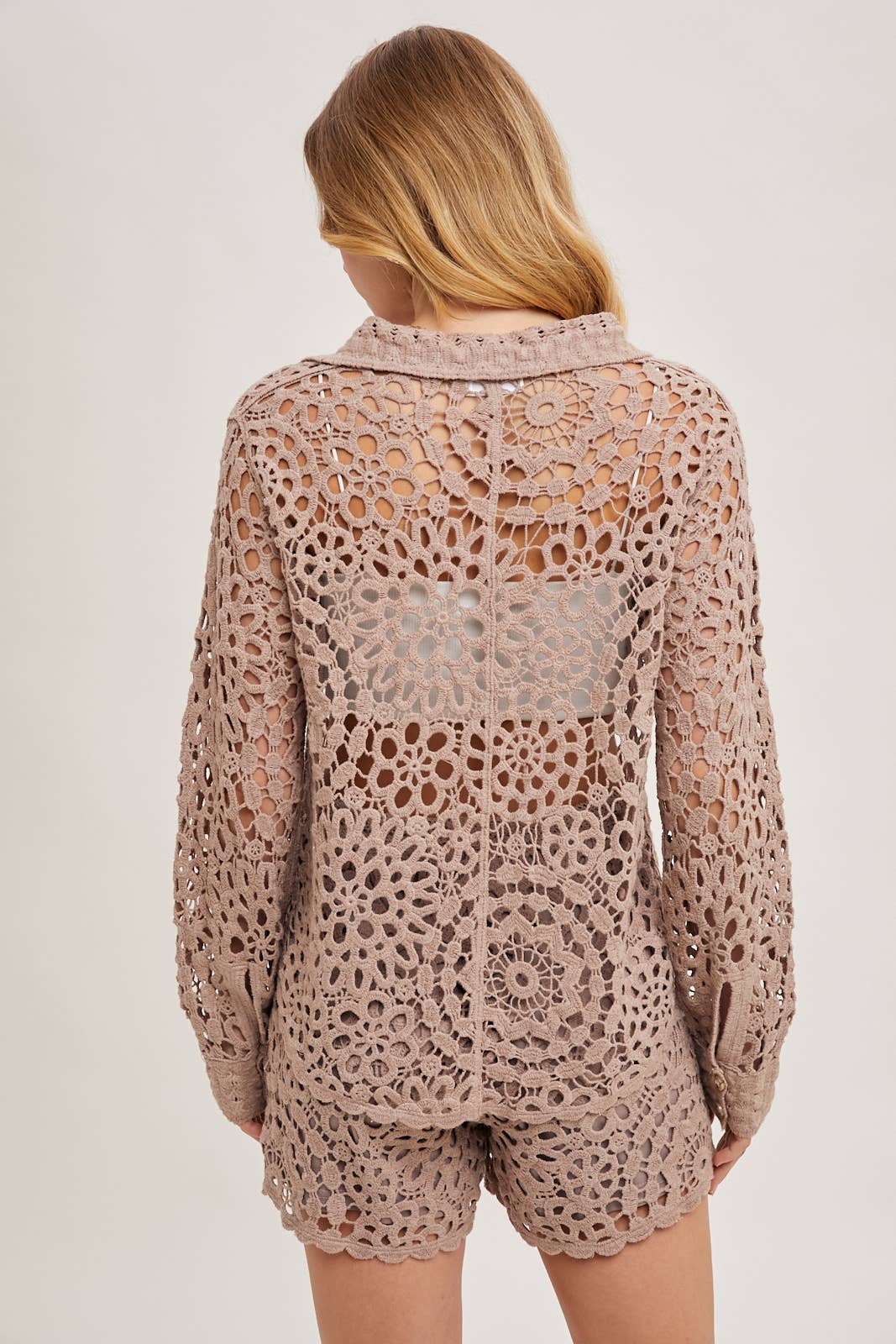 Super Soft Boho Crochet Button Down Shirt