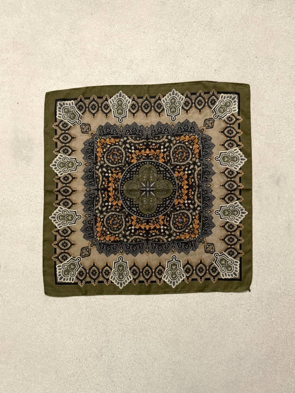 Ornate Olive Square Scarf