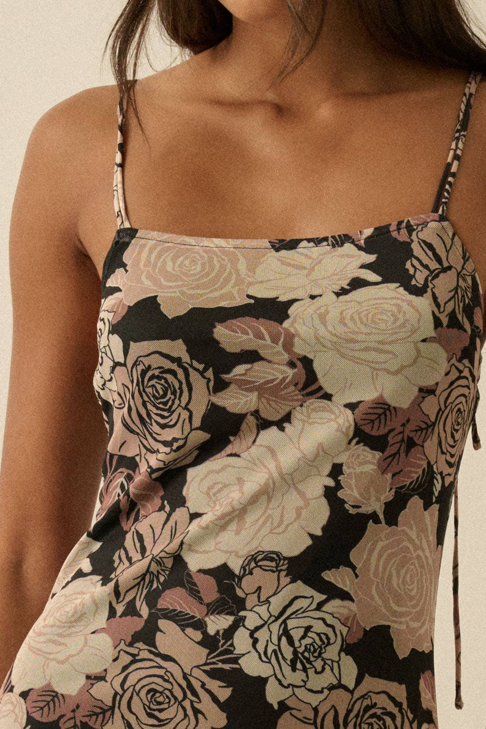 Floral-Print Mesh Midi Slip Dress
