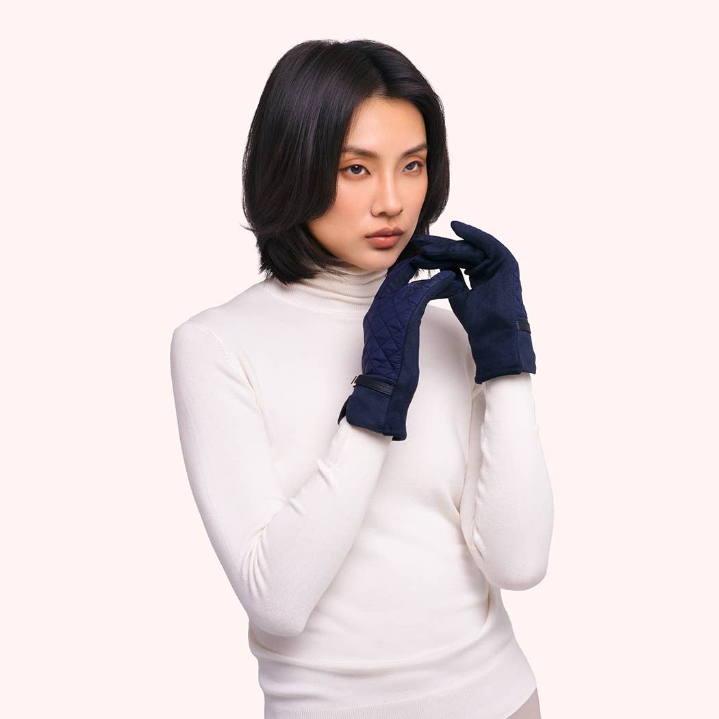 Penelope Quilted Gloves in Navy