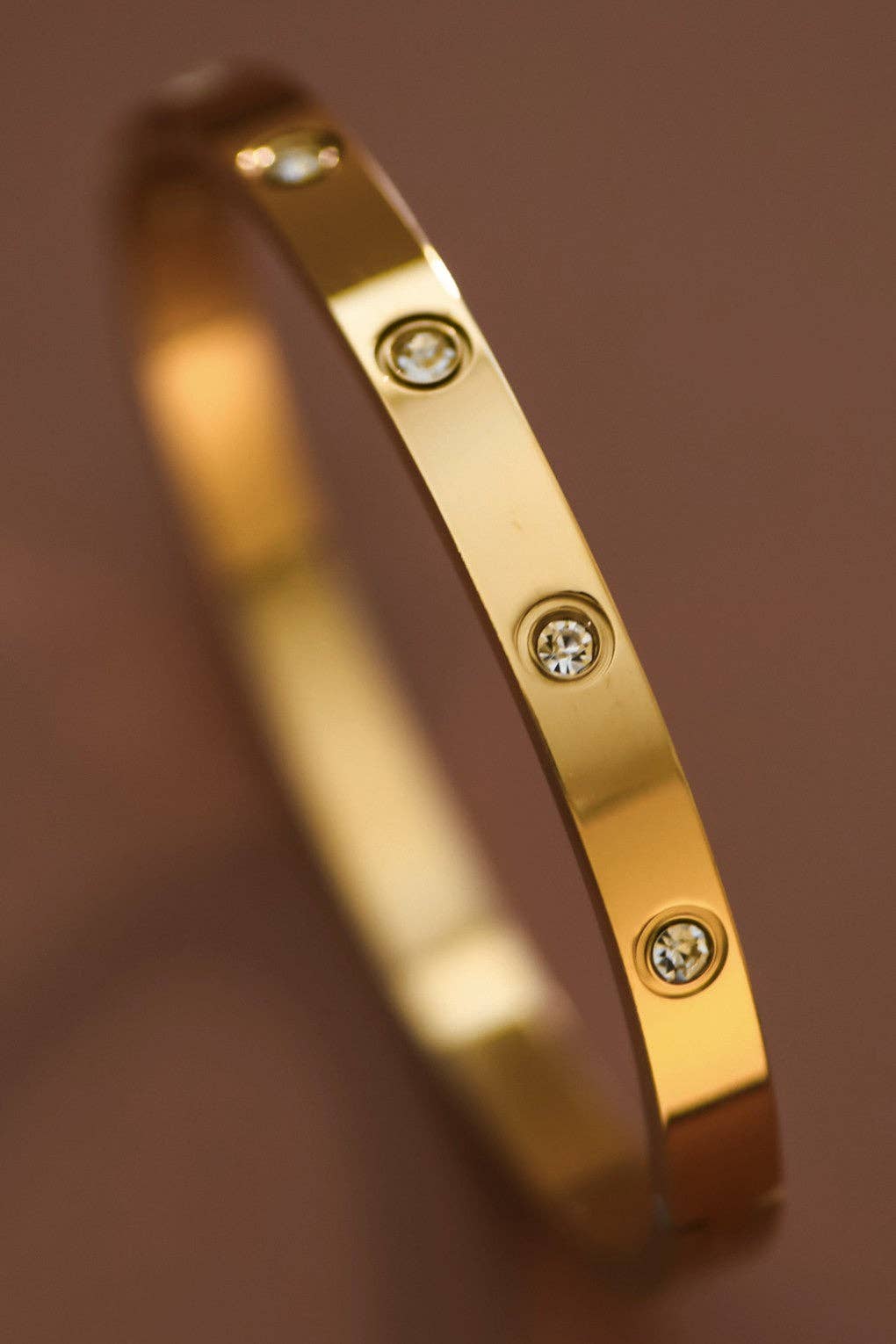 Designer Inspired 18K Gold Plated Waterproof White Stone Bangle